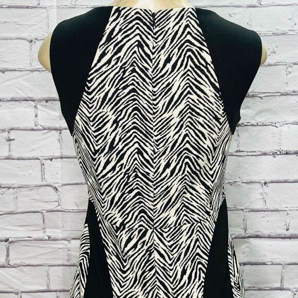 Ivanka Trump Womens Black Off-White Zebra Print Color Block Sheath Dress Size 8 - Picture 6 of 9